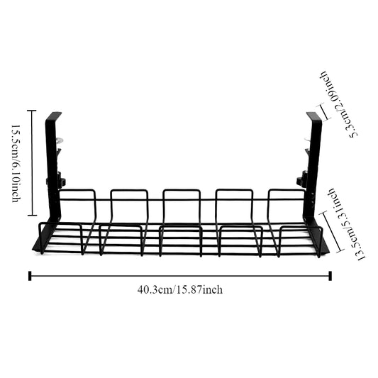 Metal Under Table Storage Rack – Wire Organizer for Home & Office