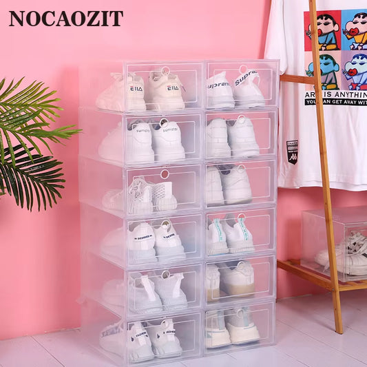 6Pcs Stackable Shoe Boxes – Transparent Plastic Shoe Organizer Case