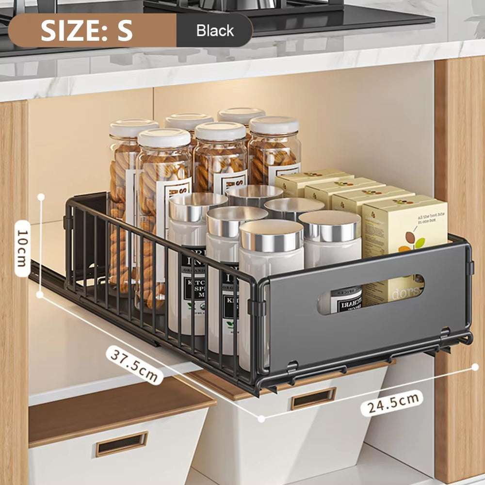 Kitchen Storage Rack Pull Out Cabinet Organizer Slide Drawer Storage Tray Seasoning Bottle Spice Storage Rack Kitchen Organizer