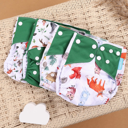 4Pcs Reusable Cloth Diapers – Eco-Friendly & Washable Baby Diaper Set