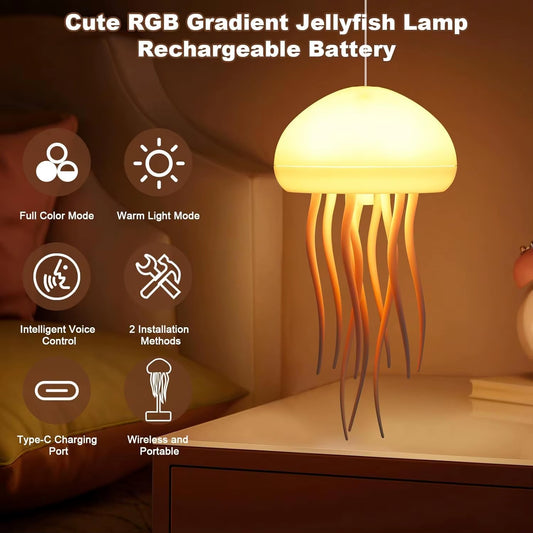 Jellyfish Touch Sensor Night Light – RGB Smart LED Lamp with Remote