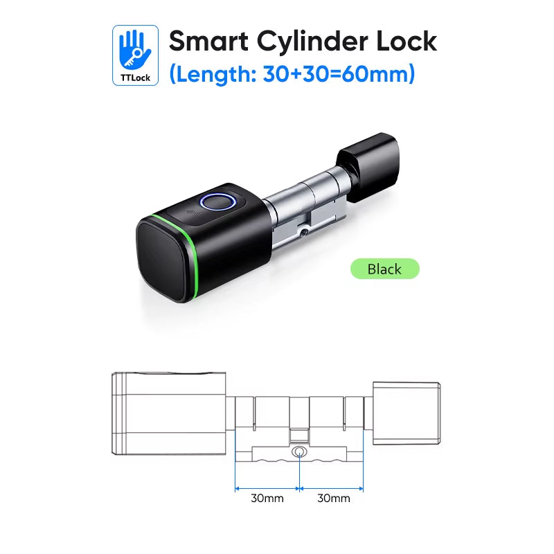 Euro Tuya Smart Fingerprint Electronic Lock with Cylinder Tuya BLE Smart Euro Lock Lock Fechadura APP Remote Control Key Unlock