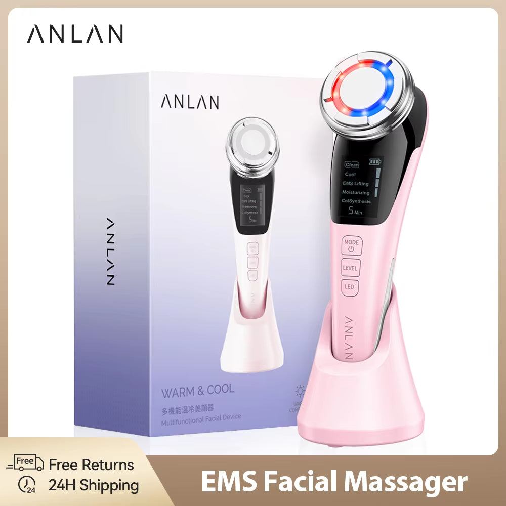 EMS Facial Massager Microcurrent Face Lifting Massage Hot Cold Compress Deep Cleansing Facial Care Beauty Device