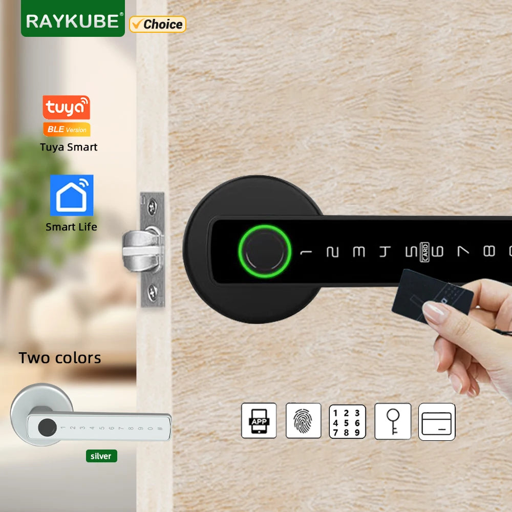 Tuya BLE Fingerprint Door Lock Digital Electronic Lock with Password/Key/Ic Card/ Smartlife/ Tuya APP Unlock