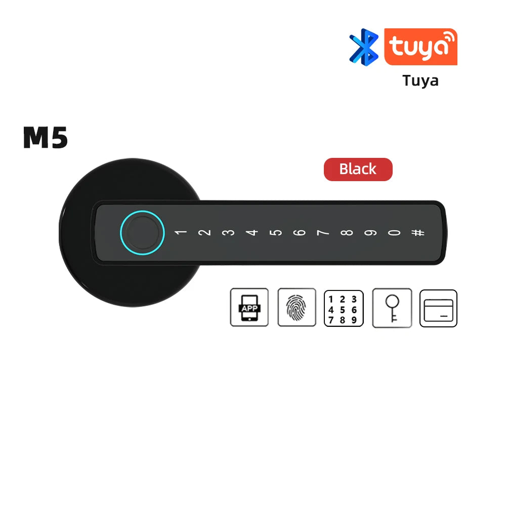 Tuya BLE Fingerprint Door Lock Digital Electronic Lock with Password/Key/Ic Card/ Smartlife/ Tuya APP Unlock