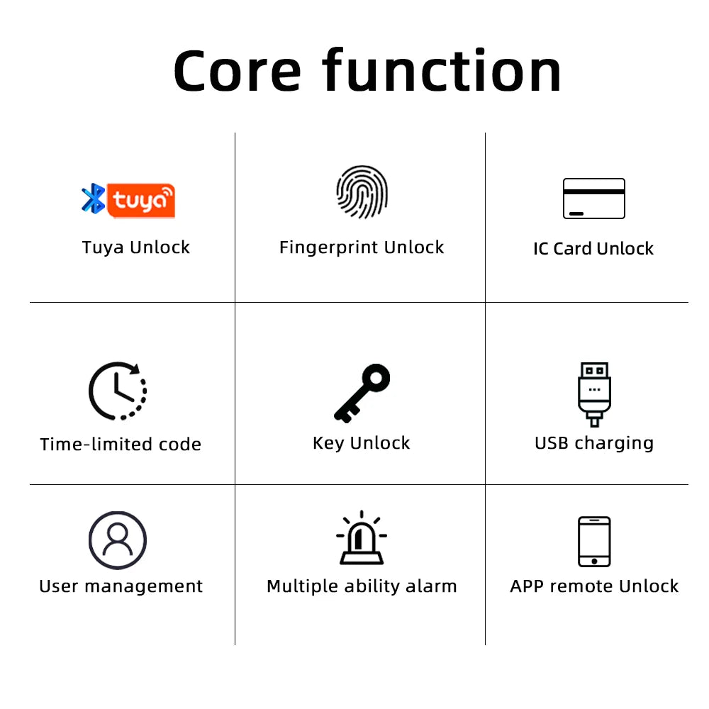 Tuya BLE Fingerprint Door Lock Digital Electronic Lock with Password/Key/Ic Card/ Smartlife/ Tuya APP Unlock