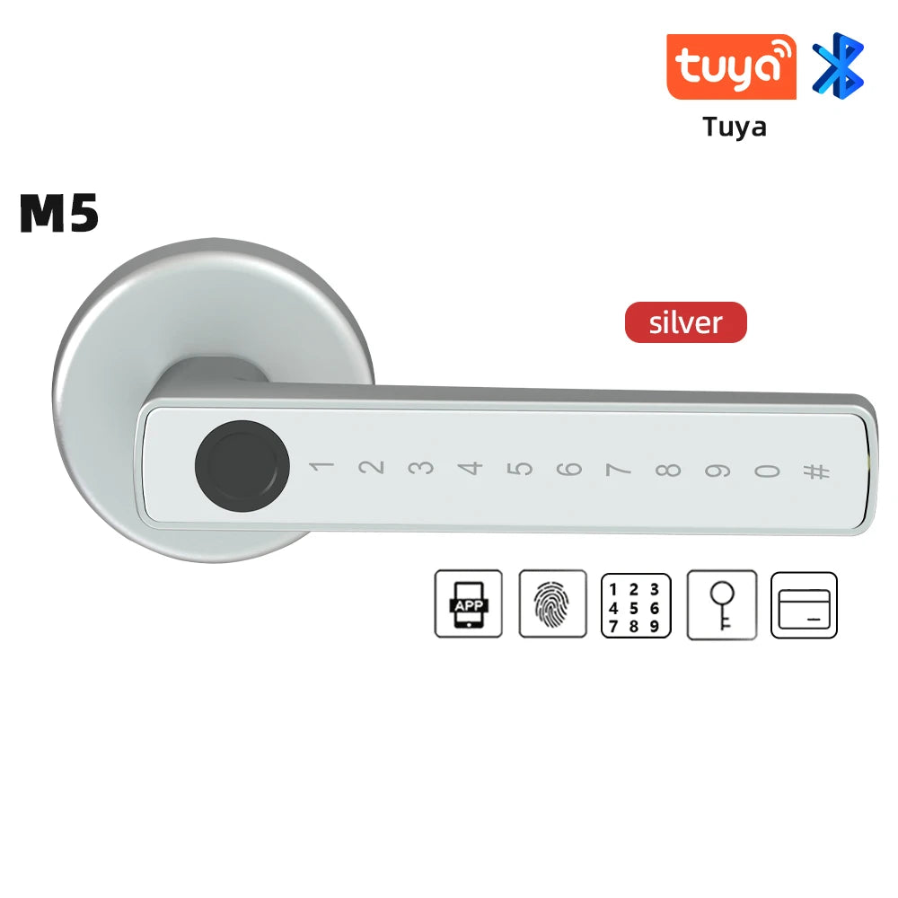 Tuya BLE Fingerprint Door Lock Digital Electronic Lock with Password/Key/Ic Card/ Smartlife/ Tuya APP Unlock