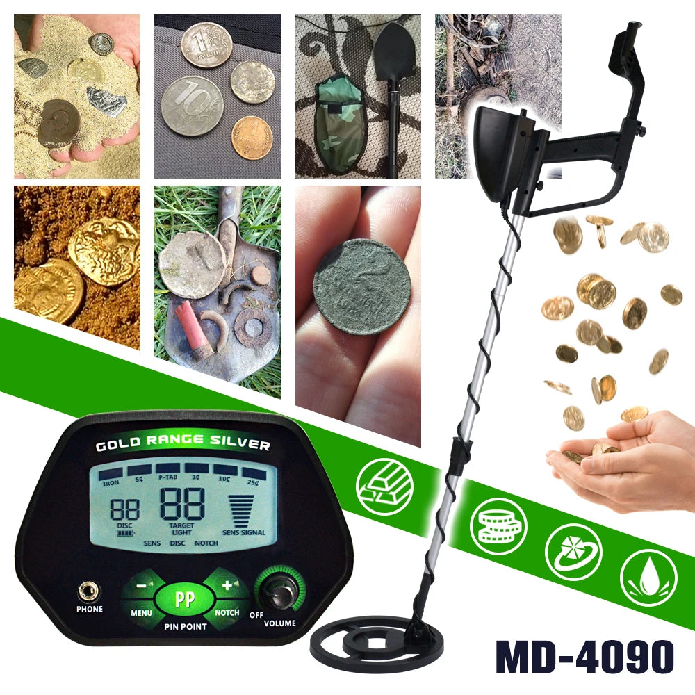 High Accuracy Professional MD-4090 Underground Metal Detector LCD Metal Detector with Memory Function Backlight Adjustable