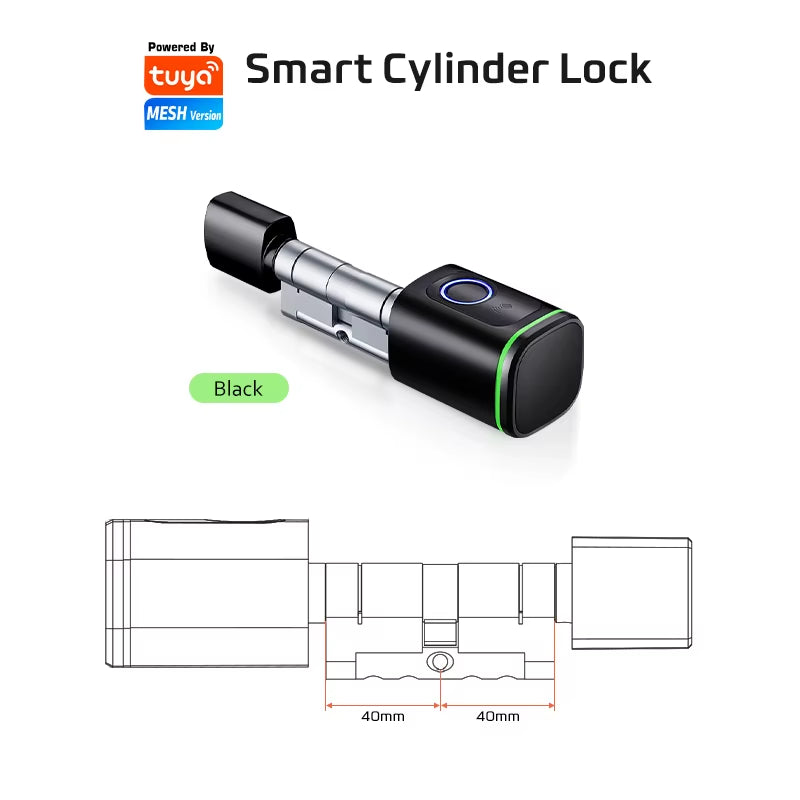 Euro Tuya Smart Fingerprint Electronic Lock with Cylinder Tuya BLE Smart Euro Lock Lock Fechadura APP Remote Control Key Unlock