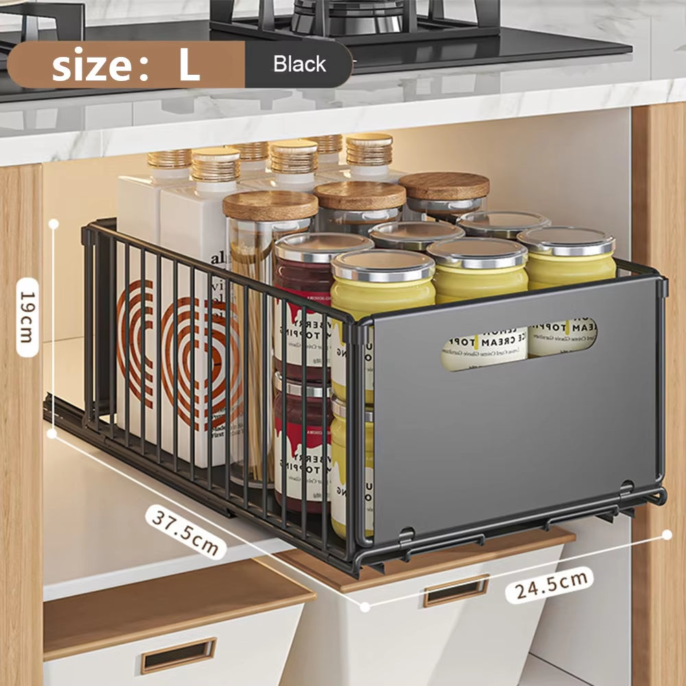 Kitchen Storage Rack Pull Out Cabinet Organizer Slide Drawer Storage Tray Seasoning Bottle Spice Storage Rack Kitchen Organizer