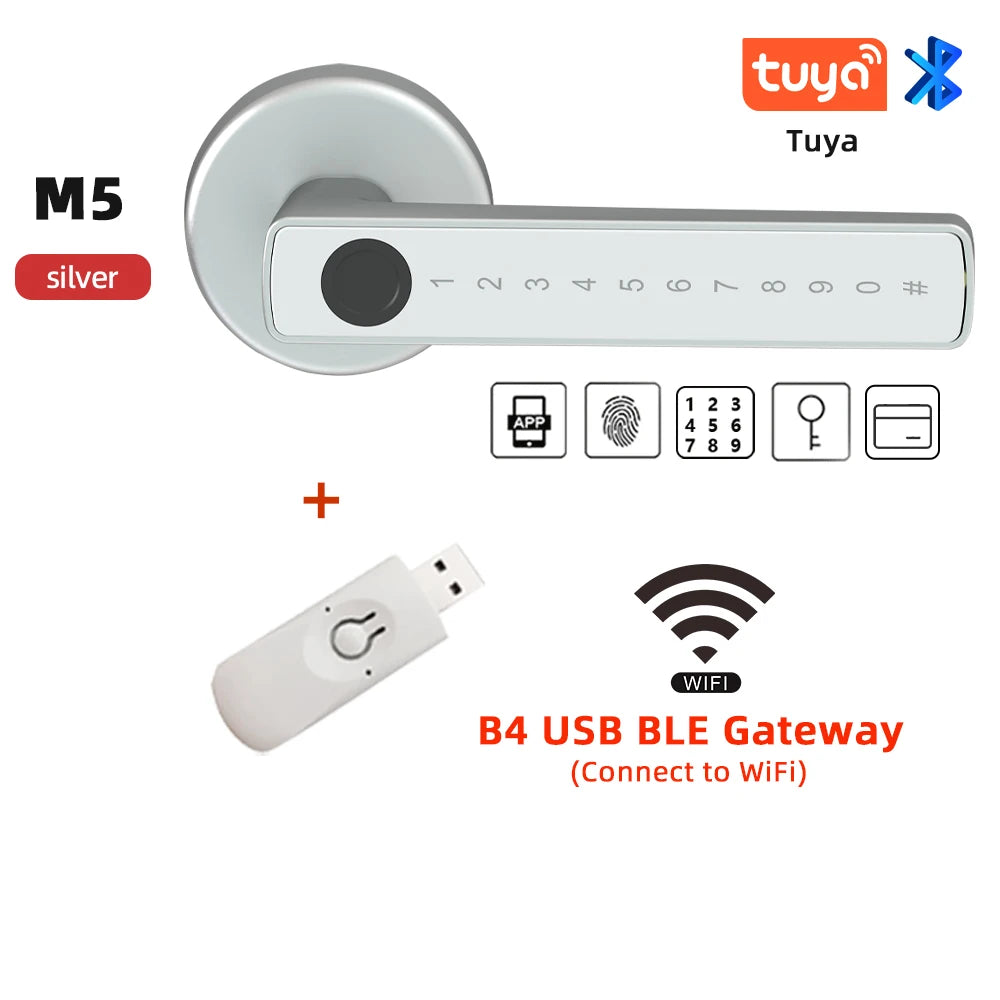 Tuya BLE Fingerprint Door Lock Digital Electronic Lock with Password/Key/Ic Card/ Smartlife/ Tuya APP Unlock