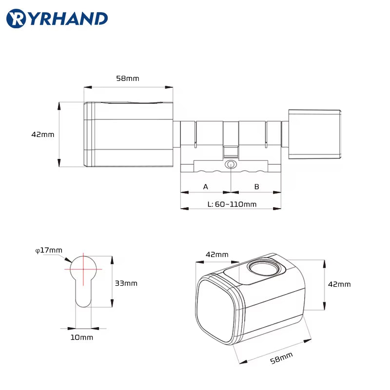 Euro Tuya Smart Fingerprint Electronic Lock with Cylinder Tuya BLE Smart Euro Lock Lock Fechadura APP Remote Control Key Unlock