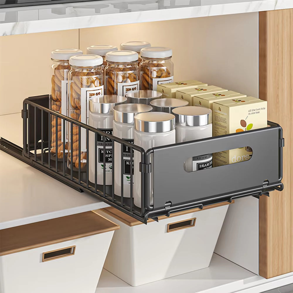 Kitchen Storage Rack Pull Out Cabinet Organizer Slide Drawer Storage Tray Seasoning Bottle Spice Storage Rack Kitchen Organizer