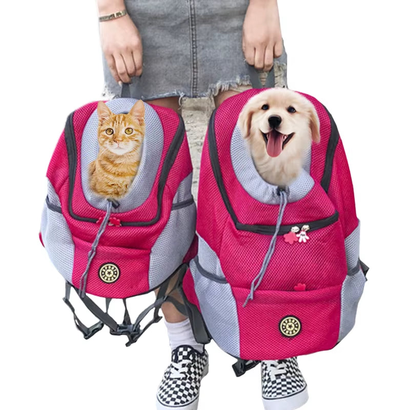 Outdoor Pet Dog Carrier Bag Portable Travel Backpack Front Bag Double Shoulder Mesh Backpack Head Carrying Bags for Cat